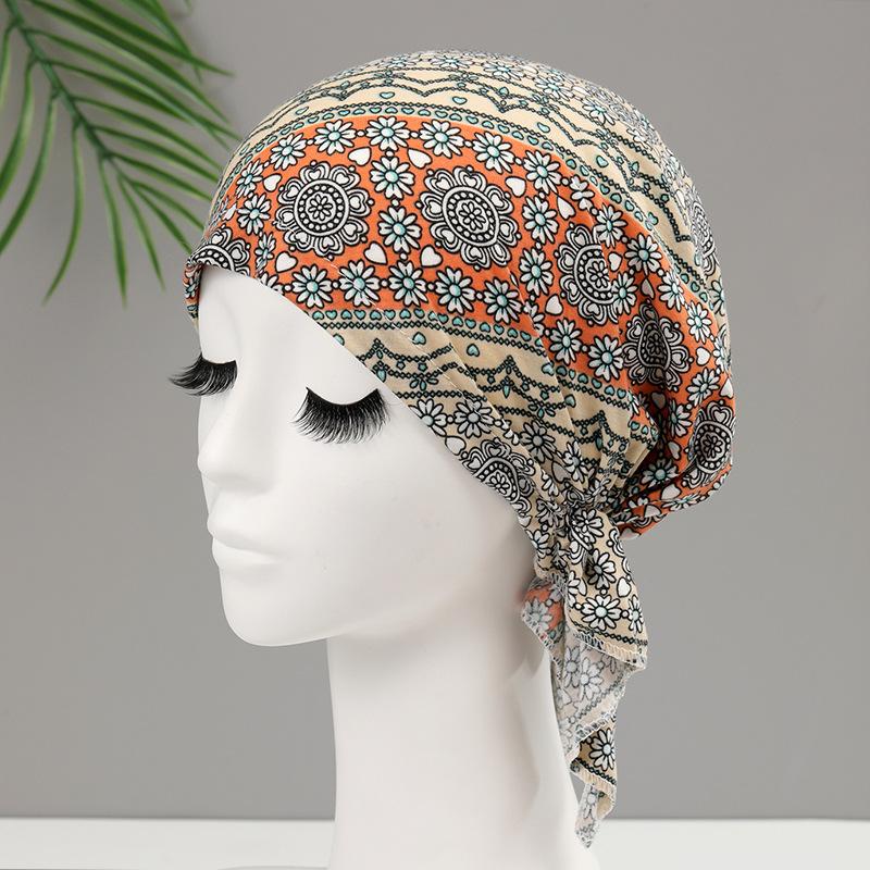 Hat Female Triangle Scarf Pirate Hat Headscarf Hat Head Cap Chemotherapy Cap Casual Printing Dust Hat Ethnic Hat