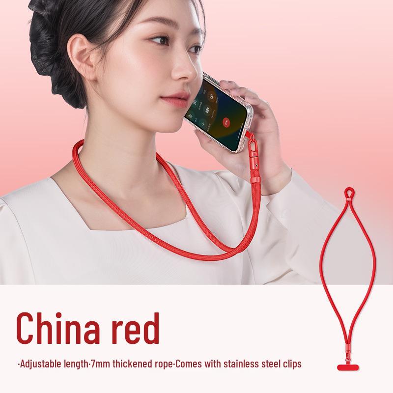 Adjustable Length Anti-Theft Mobile Lanyard with Stainless Steel Clip