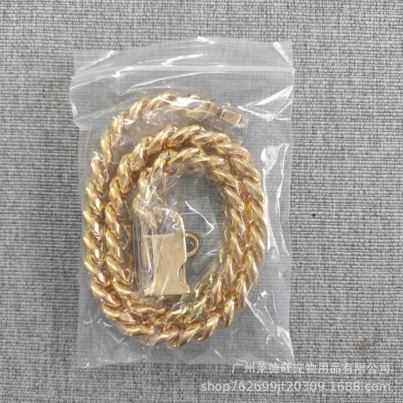 Stainless Steel Cuban Link Dog Collar Chain 14mm Wide Hip Hop Style Pet Necklace Dogs Rose Gold Black