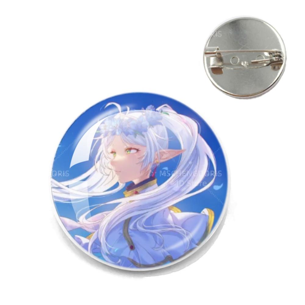 Anime Frieren Pins Cartoon Badge Round Creative Glass Metal Brooches For Backpack Jewelry Accessories Gifts