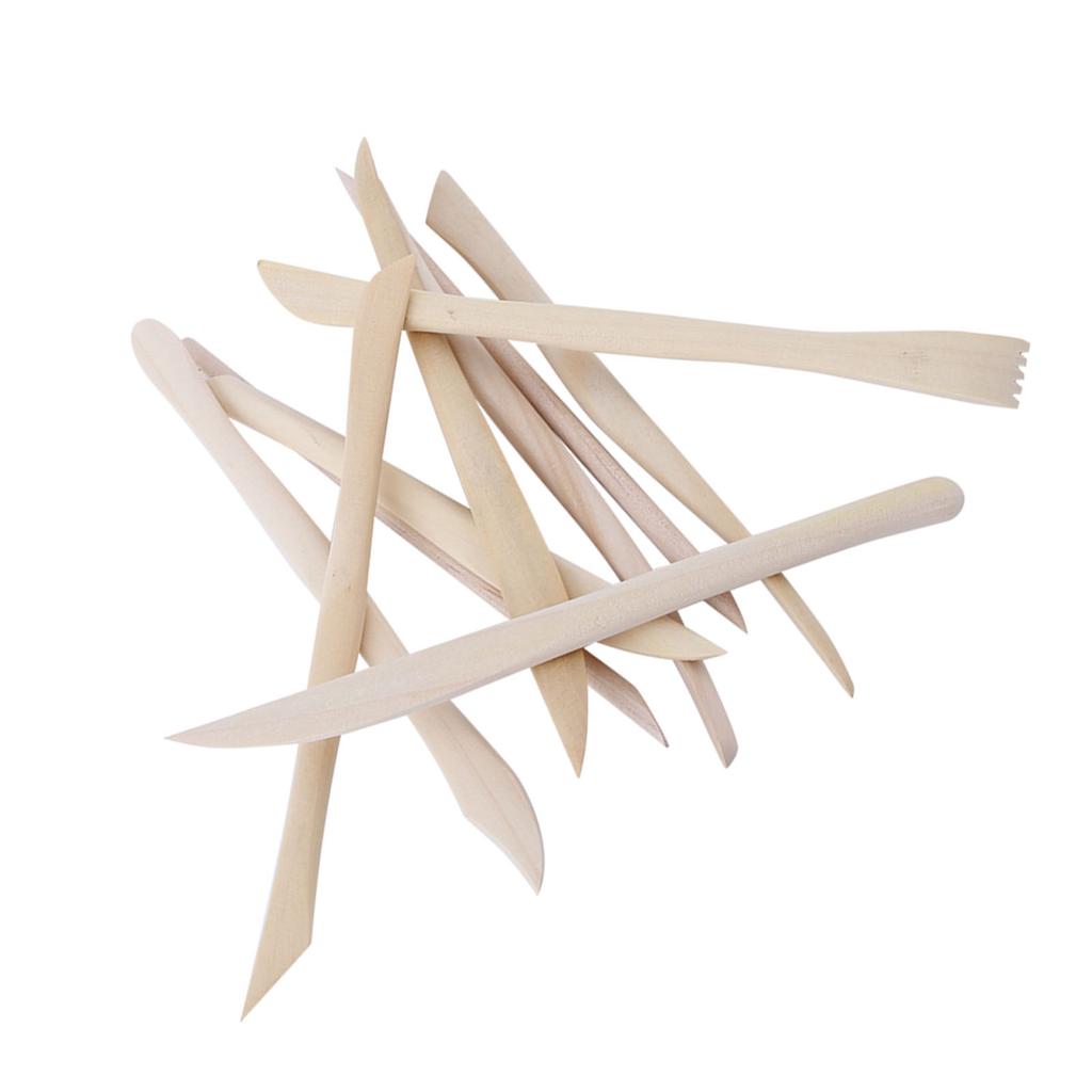 10 pcs DIY Wood Wooden Clay Modeling Tools Set Polymer Clay Sculpting Tools