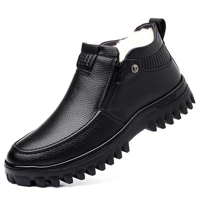 Botas masculinas de couro genuíno super quentes botas de tornozelo para homens botas de neve de lã sapatos sociais sapatos de inverno sapatos casuais masculinos