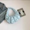 Quilted Padded Crossbody Bag for Women Ruched Shoulder Cloud Bag PU Leather Half Moon Hobo Bag Bubbles Handbag Purses AVE