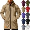 2025 Autumn/Winter Men's Long Hooded Zippered Sweatshirt with Fleece Lining