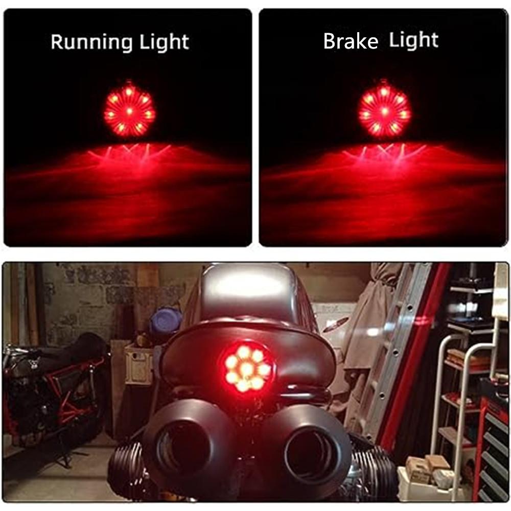 12V Red LED Motorcycle Tail Brake Light Stop Rear Tail Lamp for Chopper Bobber Cafe Racer Street Bike Motorbike Taillight