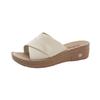 Slope Heel Cool Slippers Summer Middle-aged Women Wear Cool Slippers New Comfortable Versatile Slope Heel Cool Slippers