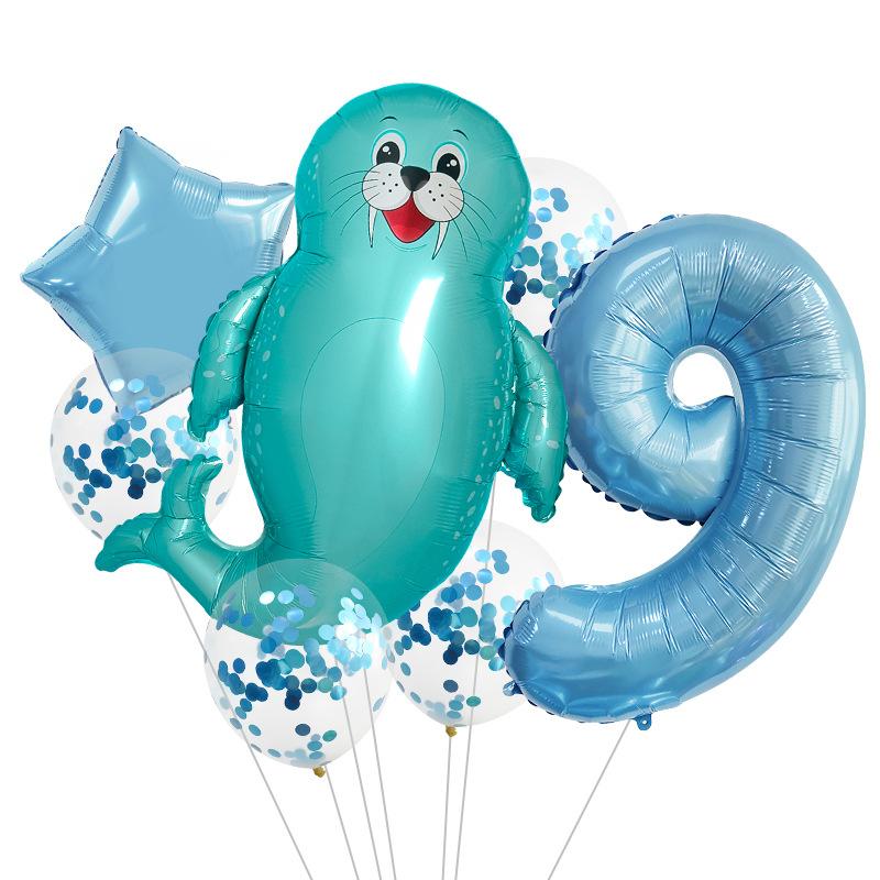 Lantern Fish Shark Whale Benny Crab Year Old Aluminum Film Balloon Digital Balloon Bundle