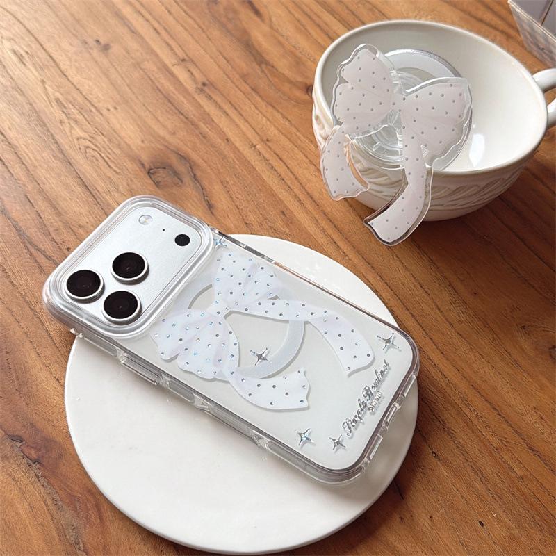 Luxury Rhinestone Bow Magnetic Phone Case for iPhone 17/16 Pro Max/15/14