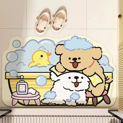 Kieselgur Badezimmer Cartoon Bodenmatte, Badezimmer Saugmatte, Badezimmertür, Badezimmer, Toilette schnelltrocknende Bodenmatte rutschfest