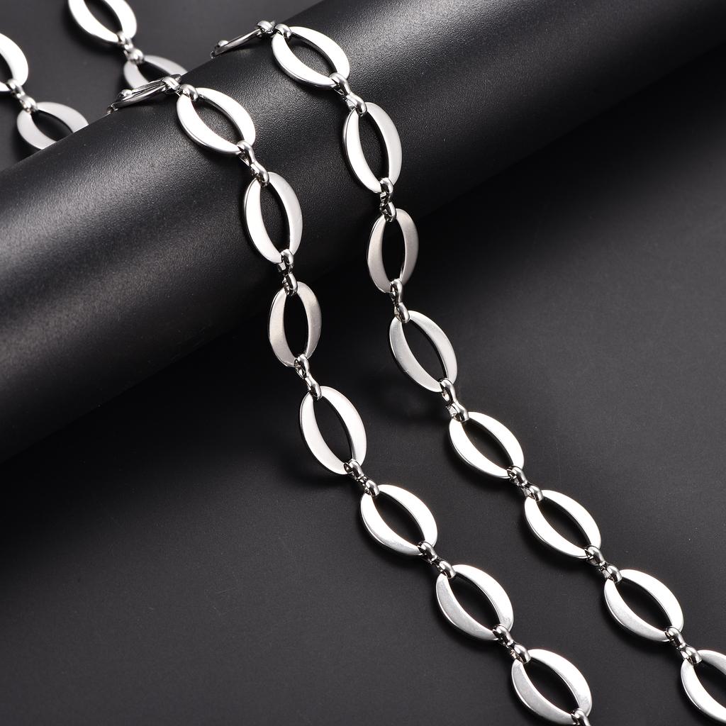Creative Geometric Stainless Steel Link Neck Chain Necklace for Women Men Copper Color Collar Choker Metal Jewelry Accessories
