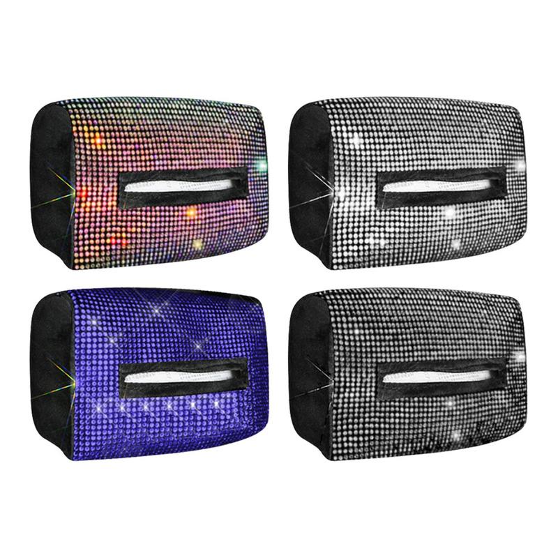 Diamond Car Tissue Box Universal Auto Interior Paper Towel Storage Bag Tissue Holder Auto Seat Back Headrest Hanging Paper Bag