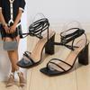 2022 Summer Women's Large Size Sexy Stiletto High Heels - Square Toe Cross-Strap Sandals