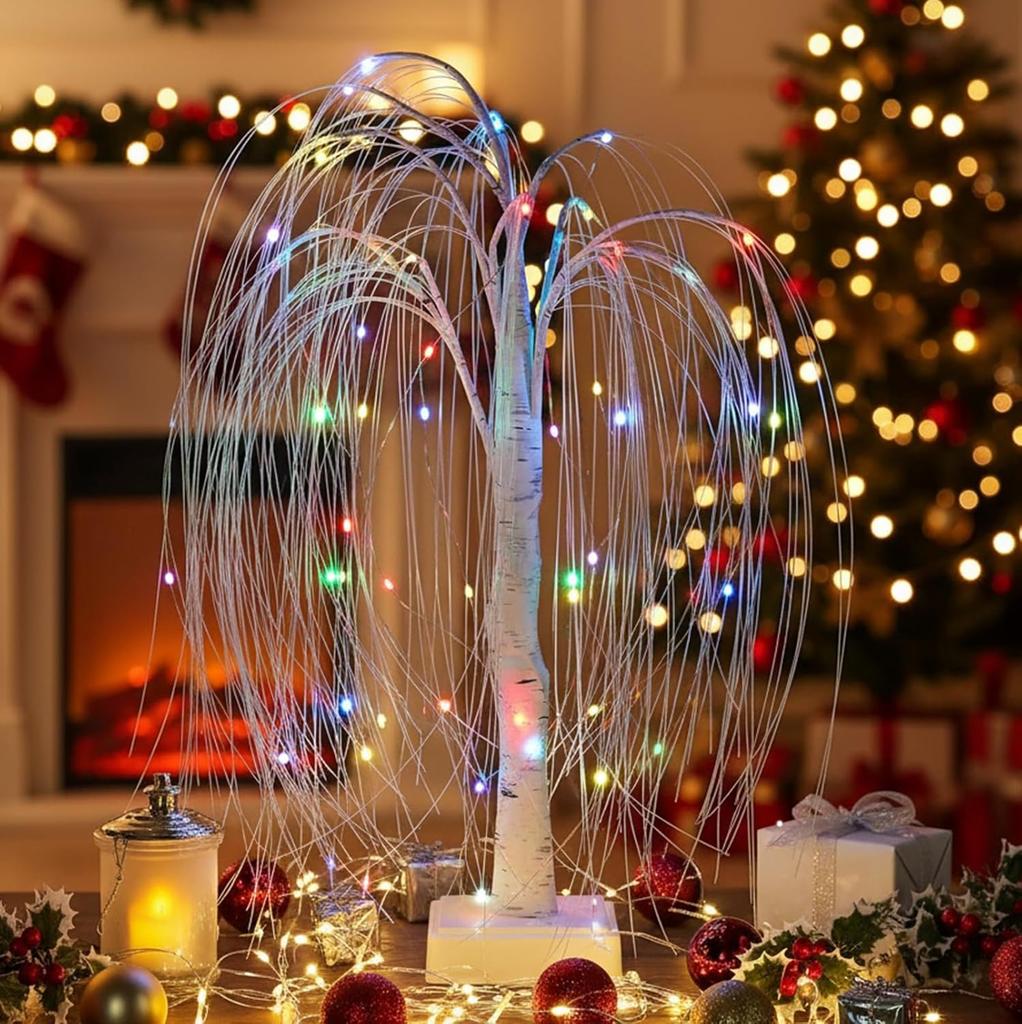 LED Willow Night Light Gypsophila RGB Tree Remote Table Lamp For Home Bedroom Wedding Christmas Indoor Decor Bedside Fairy Light