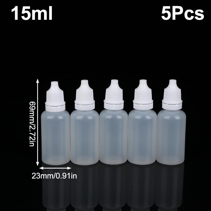 5Pcs Empty Plastic Dropper Bottles 3/5/10/15/20/30/50/100ml Squeezable Refillable for Paint Beauty Oil Ink Cosmetics Storage