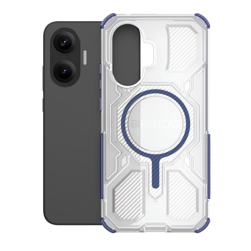 Coque magnétique translucide BIBERCAS pour Xiaomi Poco F7 Redmi Turbo 4 Pro 5G Chargement sans fil Cadre en TPU Coque arrière en plastique pour téléphone