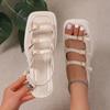 Fashion Women's Sandals 2025 New Summer Platform Fashion High Heel Sandals Outdoor Beach Shoes Square Toe Buckle Strap Women’s Shoes