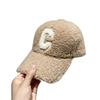 Adult Berber Fleece Baseball Cap Windproof Harajuku Duckbill Cap for Woman Girls Outdoor Hat with Embroidery C Letter