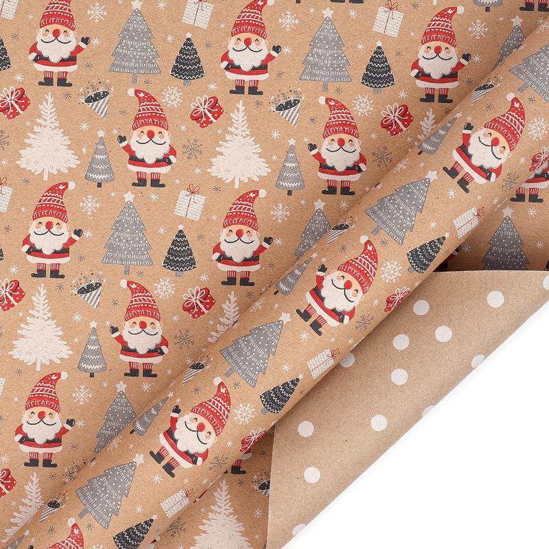 Large Double-Sided Retro Kraft Christmas Gift Wrap Paper