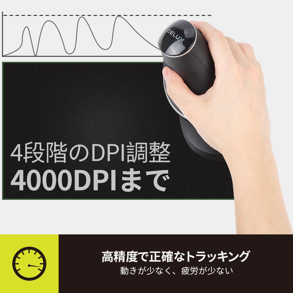 DELUX Wireless Ergonomic Quiet Rechargeable Vertical Mouse with and Bluetooth Detachable Wrist Up to 4000 6 Relieves Carpal and Hand for Mouse, 2.4G