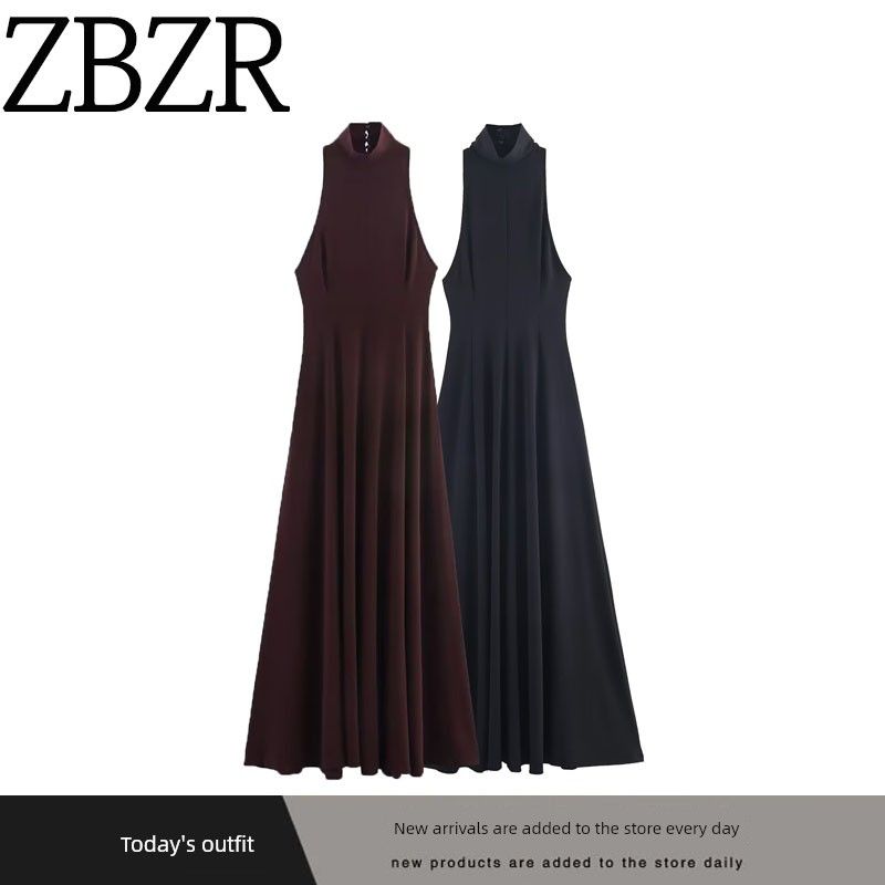Za Autumn and Winter New Arrivals Women's Clothing Zr European and American Style Fashionable Backless Halter Neck Long Dress 5063253 606