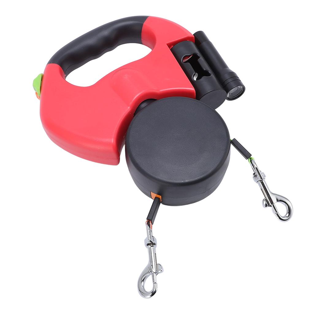 Automatic Double Retractable Dog Leash Built In LED Light Comfortable Grip Pet Walking Leash for