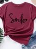 Simple Style Smile Letter Print T Shirt Women Short Sleeve O Neck Loose Tshirt Ladies Tee Shirt Tops Clothes Camisetas Mujer
