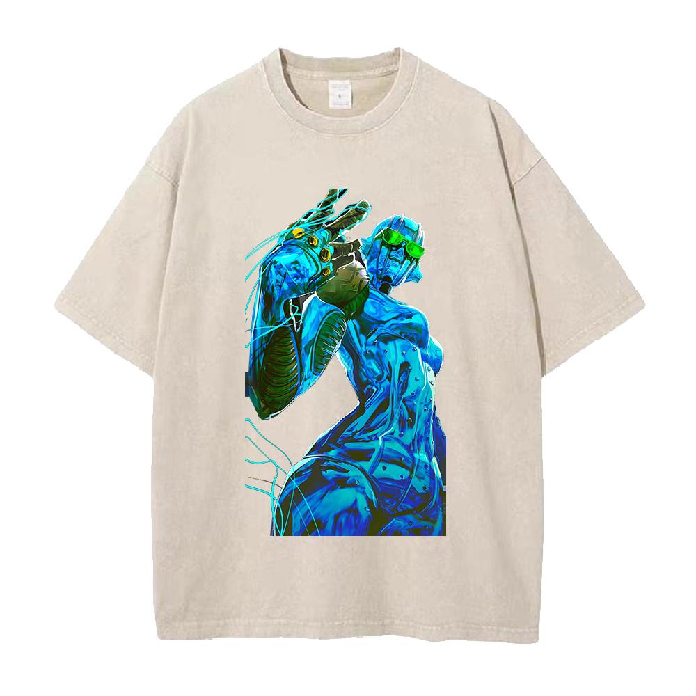 

Stone Free Jolyne Printed Tee Anime JoJos Bizarre Adventure Clothing Men Women Retro Washed Tshirts Harajuku Cotton T Shirt S