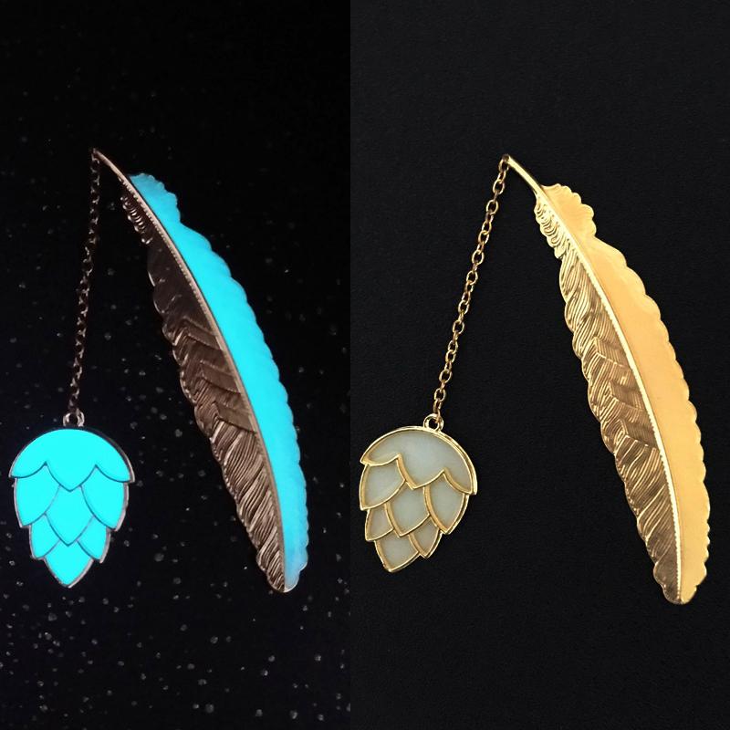 Cute Luminous Metal Feather Bookmarks Kawaii Butterflies Owl Dragonflies Book Marks For Teachers Gift Beautiful Book Accessories
