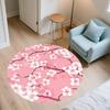 Floral Cat  Round Area Rug,Carpet Rug for Living Room Bedroom Sofa Playroom Decor,Non-slip Floor Mat