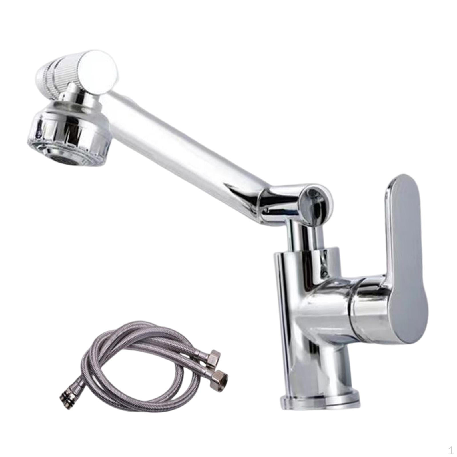 

Adjustable Single Handle Bathroom Faucet for Home and Office Use Argent with Pipe