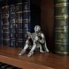 Creative Resin Statue Medieval Knight Book Nook Statue, 3D Printed Armored Reading Bookend Figurine, Retro Gothic Bookshelf Ornament for Study Office,