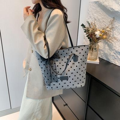 Beautiful Polka Dot Portable Tote Bag, Popular In Summer, Versatile and Large-capacity Shoulder Underarm Bag, Niche and High-end Sense