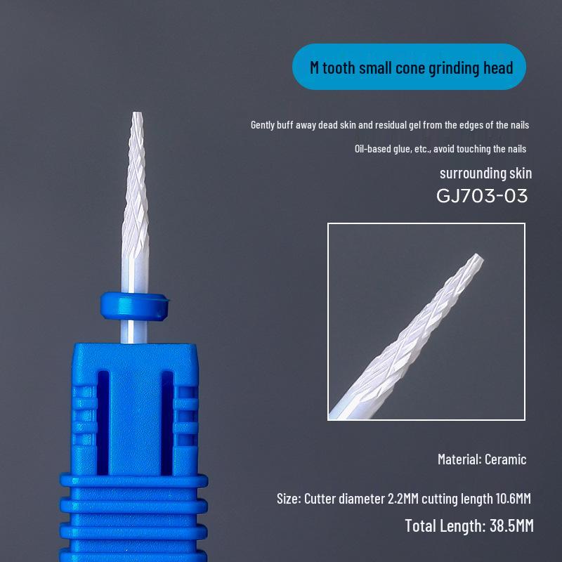 Ceramic Nail Art Grinding Head for Nail and Dead Skin Removal - Non-Heating Replacement Drill Bit.