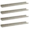 VidaXL Étagères murales 4 pcs Gris béton 60x9x3 cm