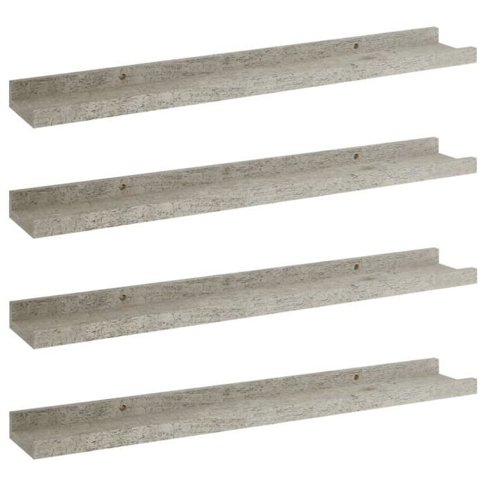 VidaXL Étagères murales 4 pcs Gris béton 60x9x3 cm