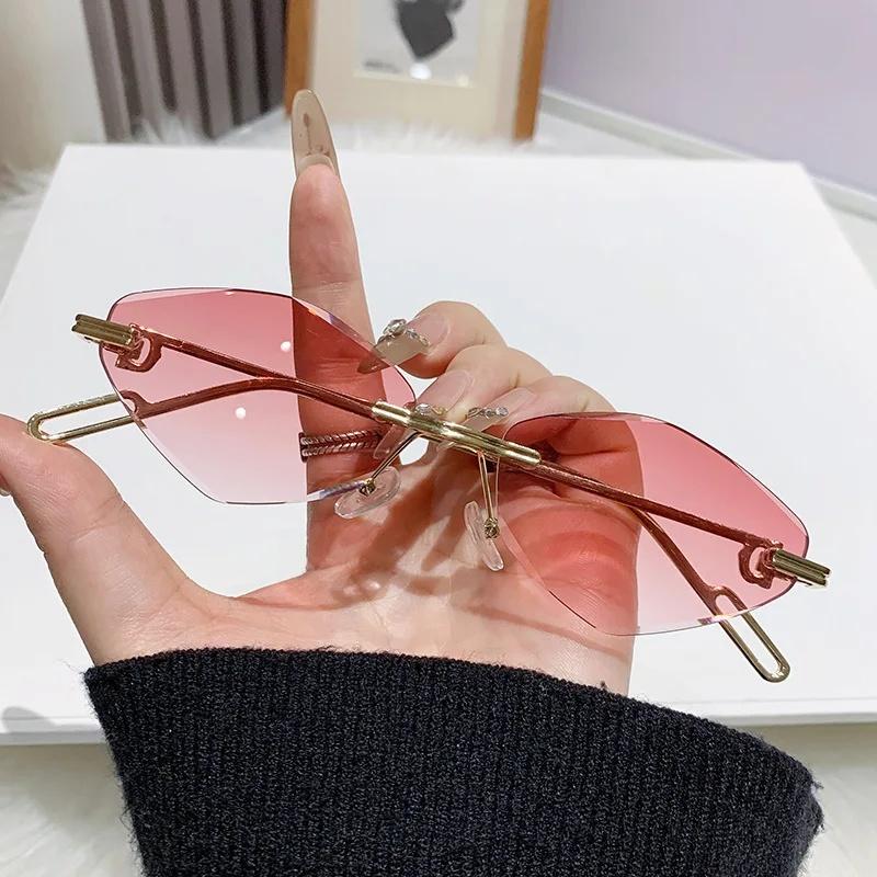 Fashion Women Sunglasses No Frame Cut Edge UV400 Protection Stylish Casual Sun Glasses Popular Accessory