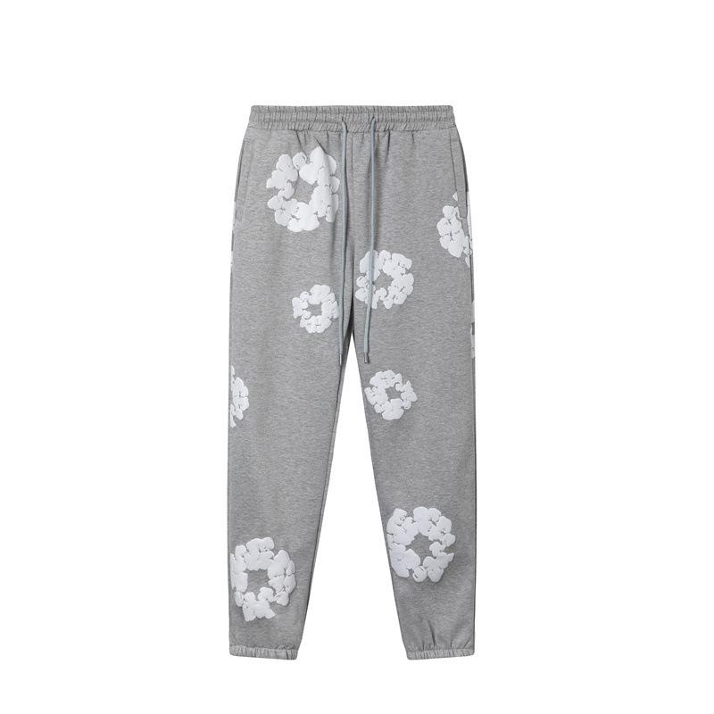 Men s and women s all-purpose pullover hooded sweatshirt pants casual suit trendy wavy printed long-sleeved pants S