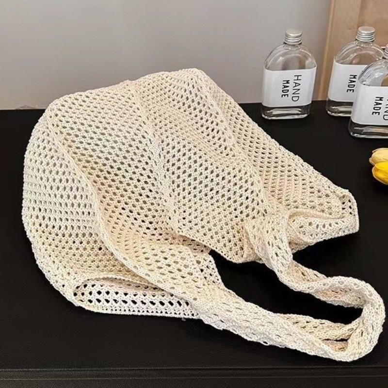 

Популярная сетчатая сумка-авоська для женщин, легкая, плетеная, на плечо, модная сумка-тоут, идеально подходит для летнего пляжа, путешествий и отпуска бежевый