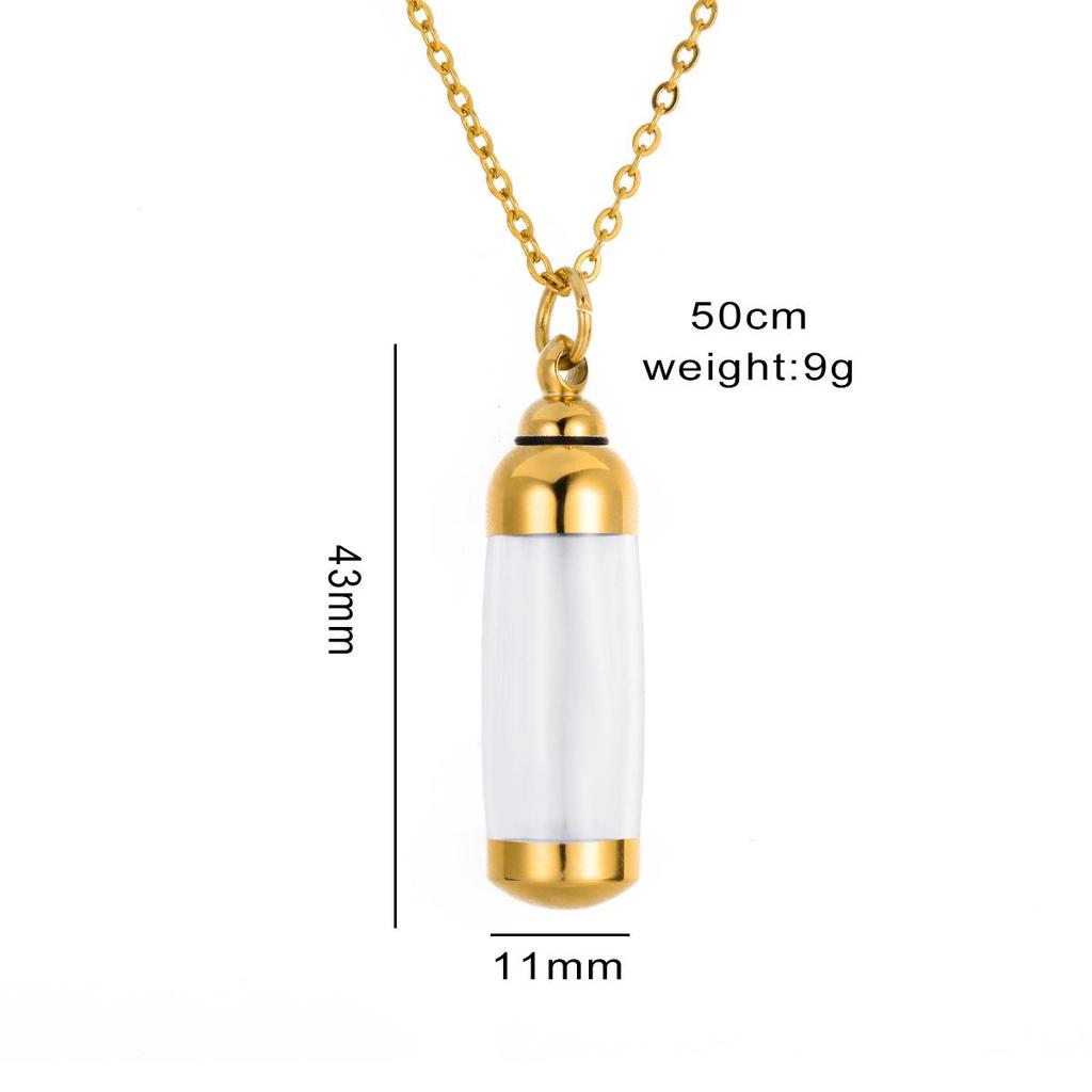 Minimalist Acrylic Cylinder Pendant Necklace with Perfume Bottle Charm