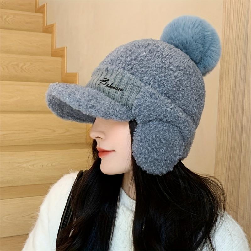 Faux Fur Winter Hat for Women - Warm Buckle Ear Flap Cap Windproof Outdoor Snow Hat in Lei Feng Style