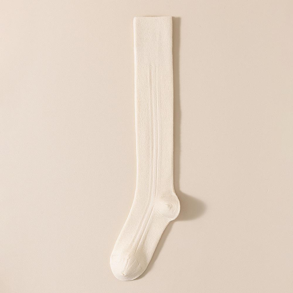 Женские шерстяные гольфы, Утепленные, теплые и стройнящие длинные чулки для осени и зимы, Бесшовные высокие чулки для женщин 1 pair молочный белый