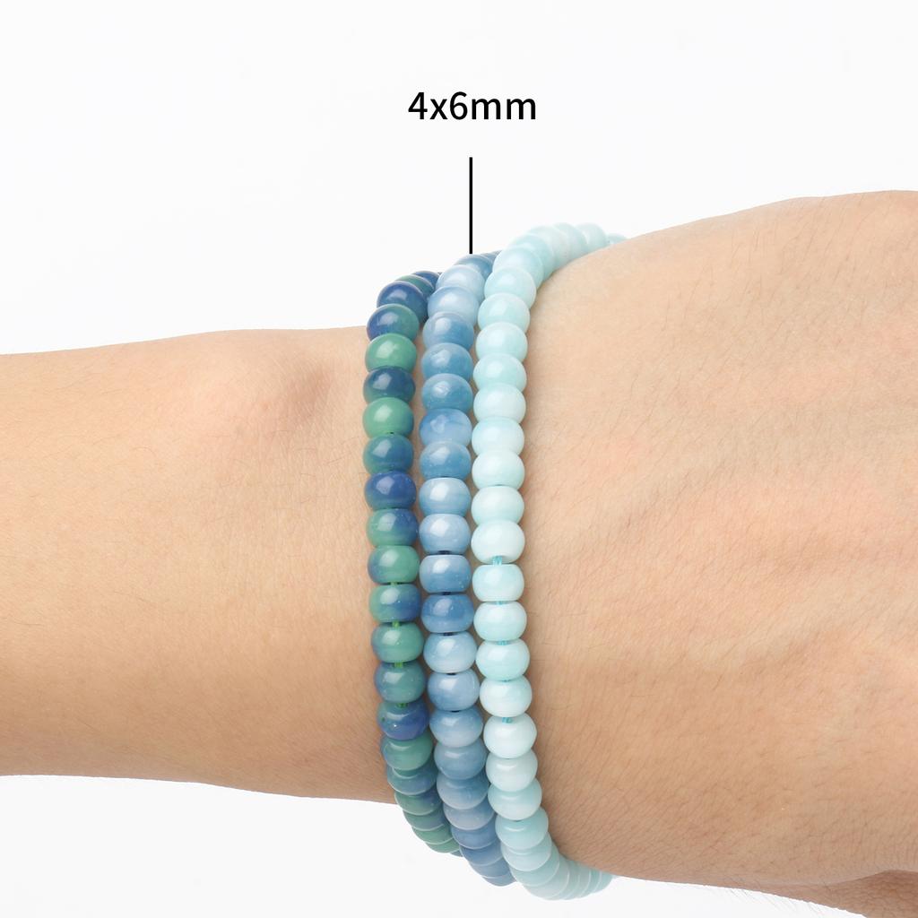 4x6mm 1pcs Natural Stone Beads Gradient Color Jades Chalcedony Abacus Loose Rondelle Beads For Jewelry Making DIY Earrings Bracelet
