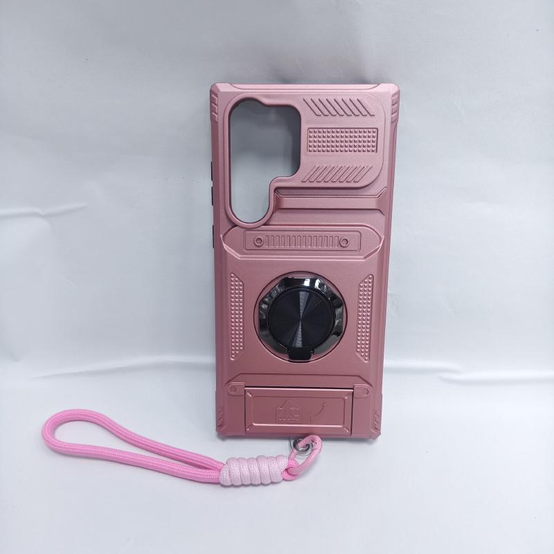 

360°Rotat Metal Car Bracket Ring Wallet Card Slot Lanyard Phone Case For Samsung S25 Ultra Edge S23 S24 Ultra Plus FE Back Cover Galaxy S25 розовый
