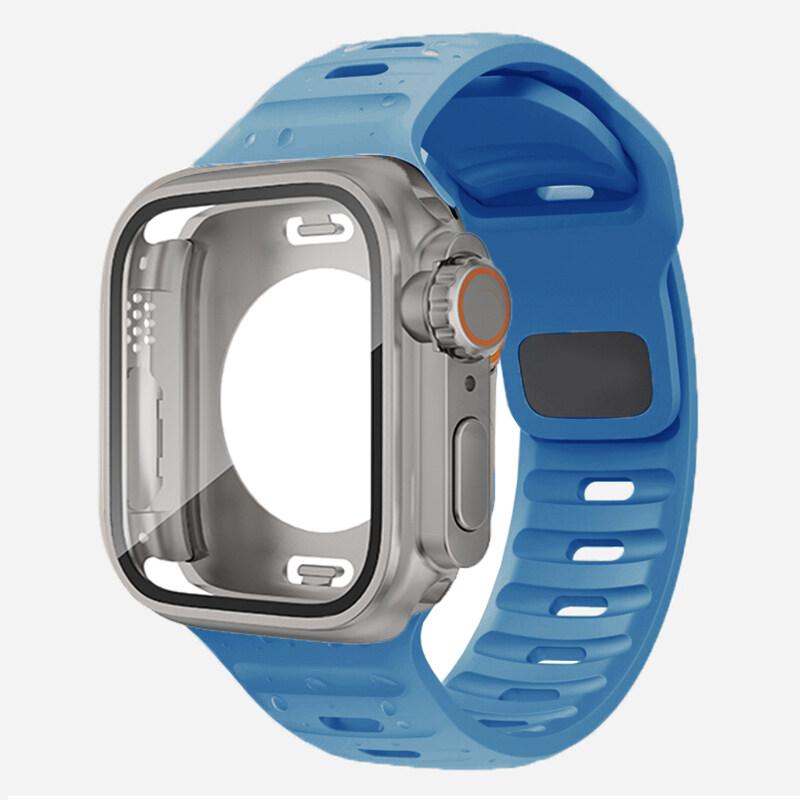 360 Waterproof Case+Silicone Strap for Apple Watch 9 8 7 Band Appearance Upgrade Ultra 49mm Iwatch Series 8 7 6 SE 5 4 3 2 1