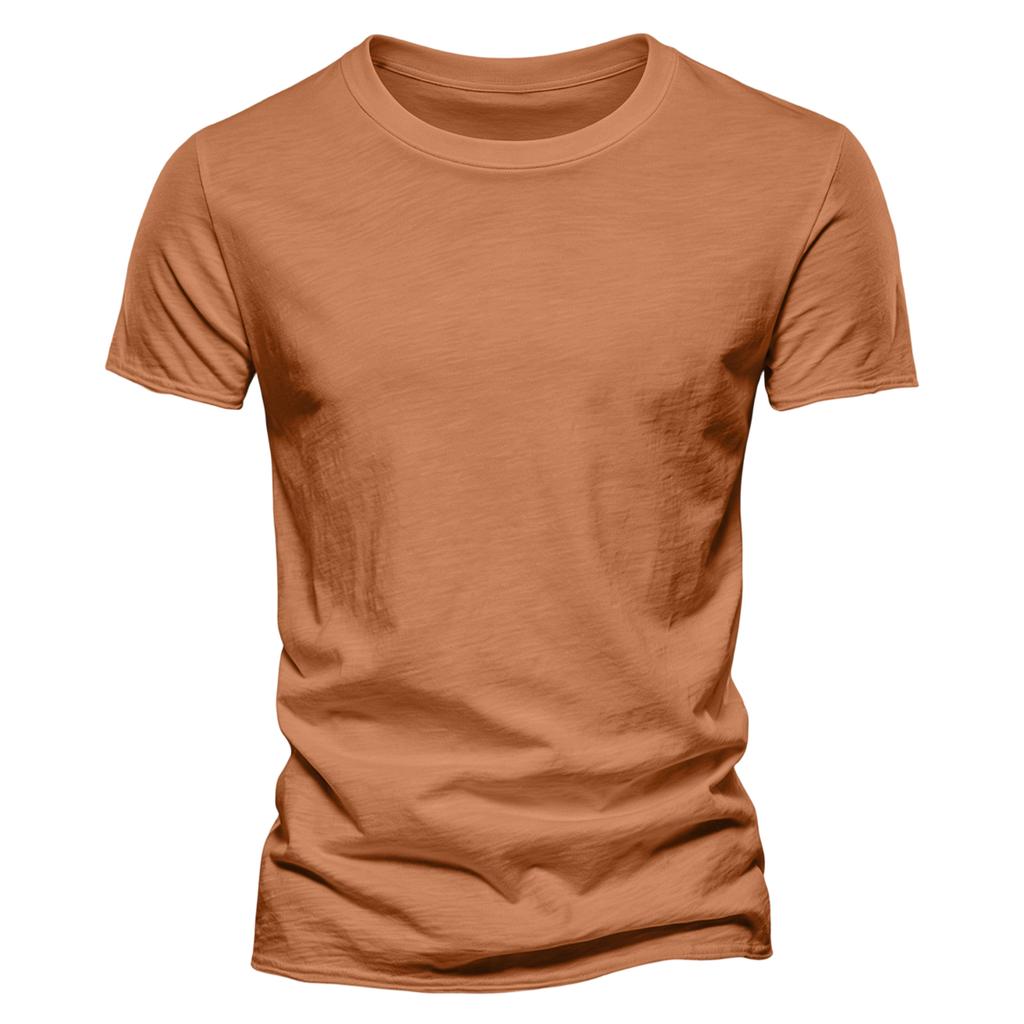 Men's Color Cotton Round Neck Short Sleeved T-shirt