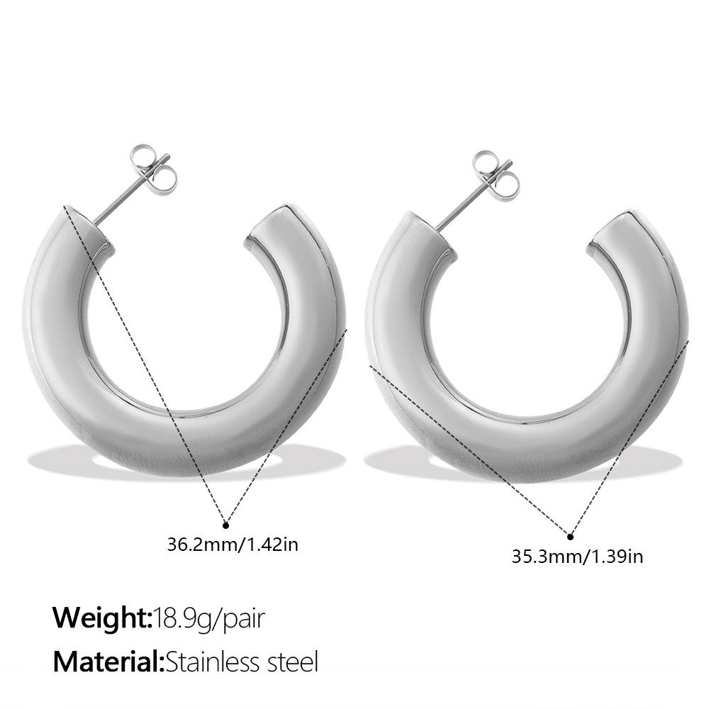 Позолоченная нержавеющая сталь 18 карат, С-образный кафф для ушей для женщин - Не тускнеющий, Минималистичный стиль