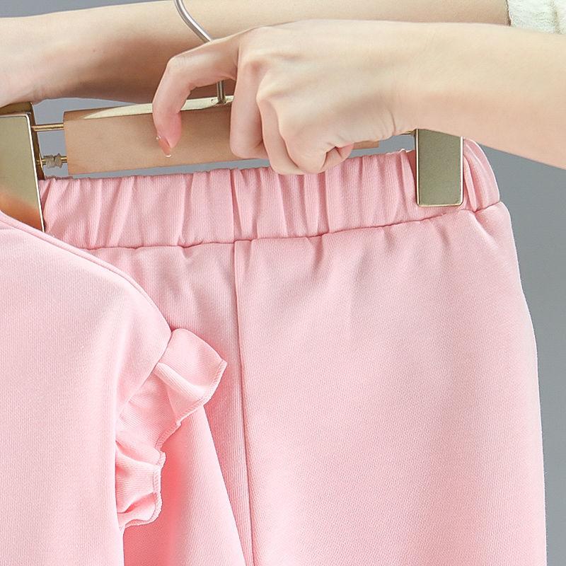 Weibliches Baby-Set Frühling und Herbst Kinder Casual Kinderbekleidung Pullover Hosen Zweiteiliges Set