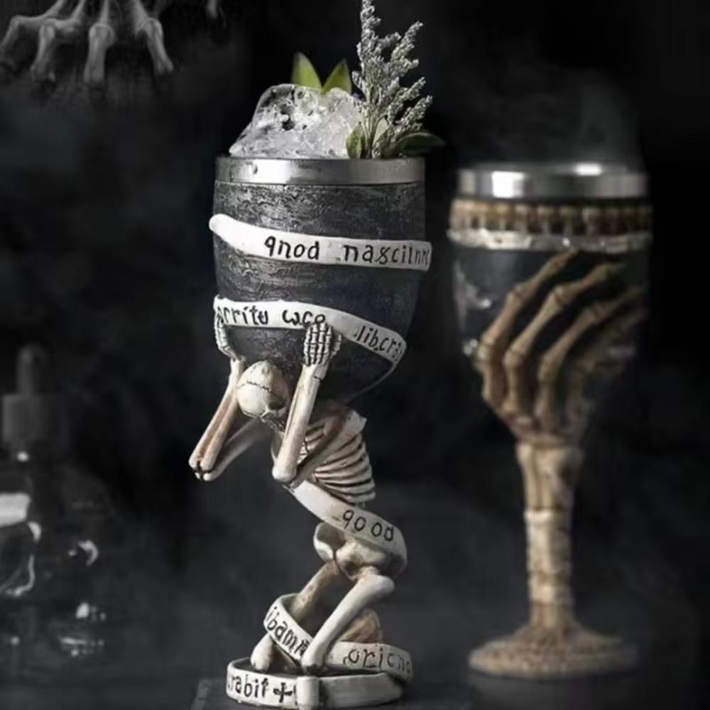 Skeleton Viking Dragon Drinking Mug Punk Skull Goblet Gothic Wine Cup  Halloween Gift