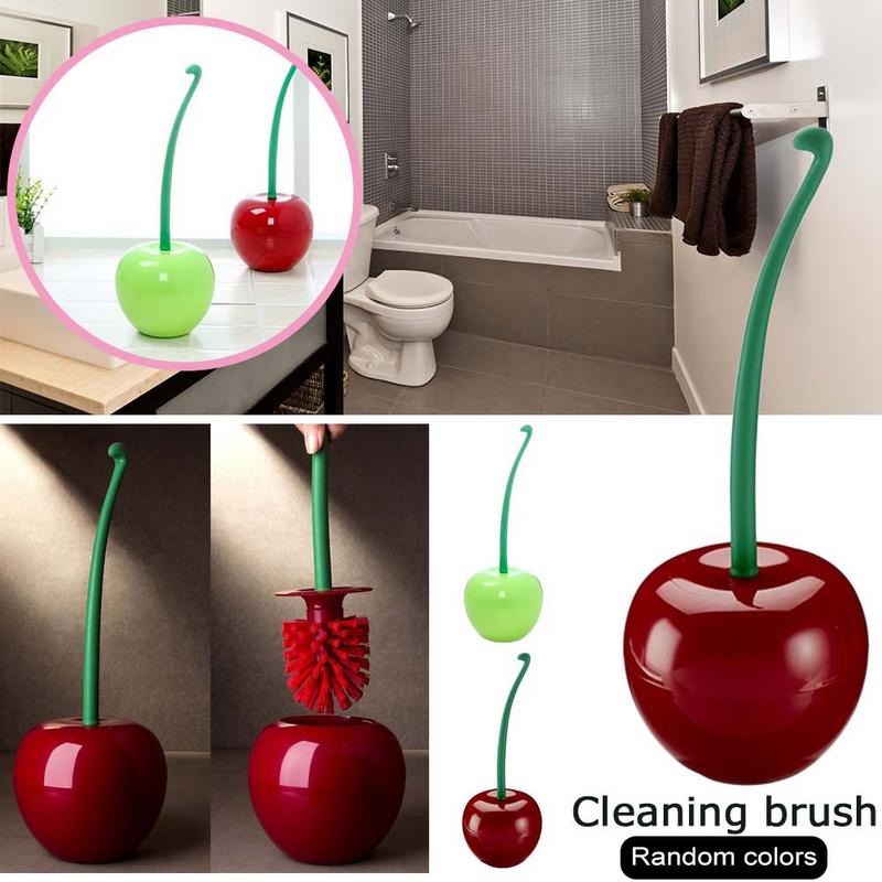 Cherry Toilet Brush Toilet Bowl Cleaner Brush Creative Toilet Brush with Holder Bowl & Long Handle for Household Cleaning Tool