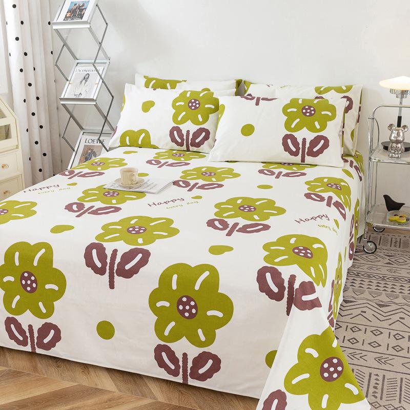 Wholesale 100% cotton old coarse cloth sheets pure cotton kang single three-piece set single piece soft mat student dormitory mat